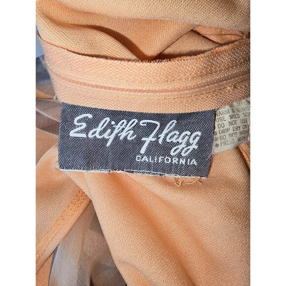 Vintage Edith Flagg Maxi Dress - Orange Floral Chiffon Kaftan Style - Size Small - Picture 6 of 9